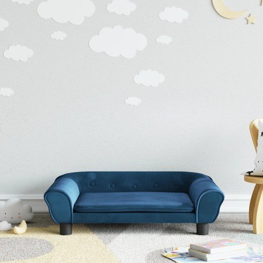 Dziecięca sofa aksamitna niebieska 70x45x26 cm