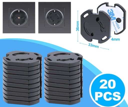 ZAŚLEPKI DO GNIAZDEK ZABEZPIECZENIE OCHRONA DLA DZIECI CZARNY 20 SZTUK