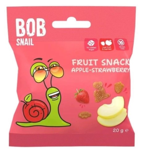 Bob Snail żelki owocowe o smaku jabłko-truskawka bez dodatku cukru 20 g