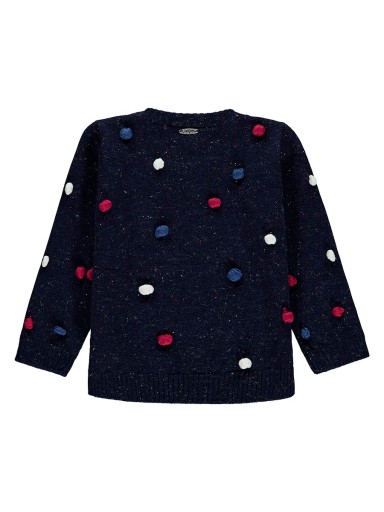 Sweter dziewczęcy granatowy kropki Kanz, r. 62