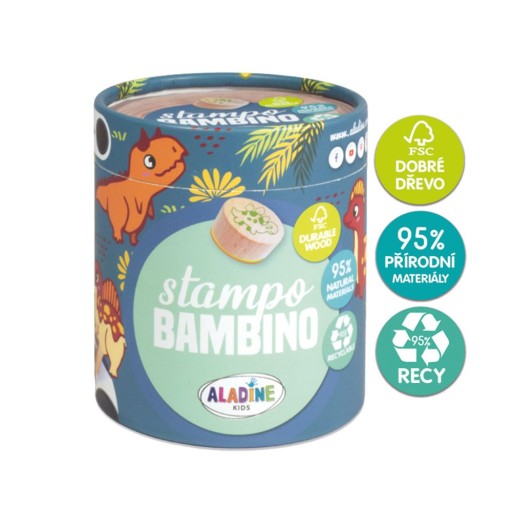 Drewniane pieczątki dziecięce Aladine Stampo Bambino, 8 szt. - Dinozaury