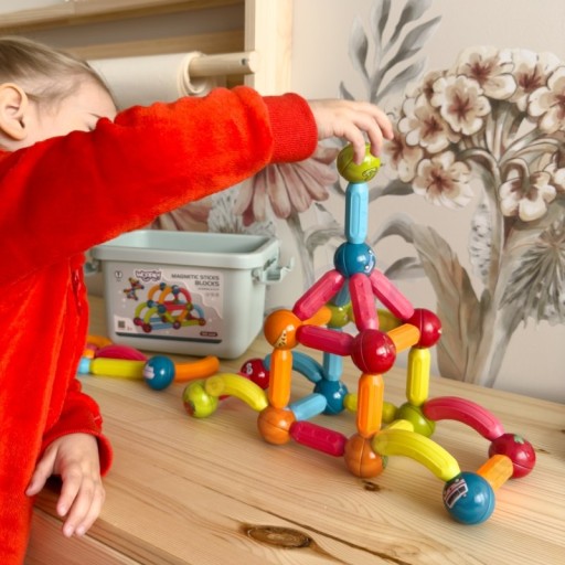 MAGNETYCZNE KLOCKI KONSTRUKCYJNE EDUKACYJNE 52 el.