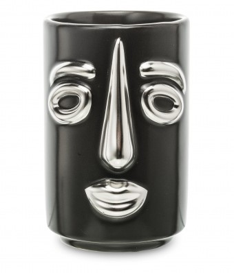 Zdjęcie oferty: Czarny srebrny wazon wazonik z twarzą twarz jak Home&You 12 cm