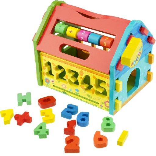 DREWNIANY SORTER KLOCKI DREWNIANE DOMEK DUŻY