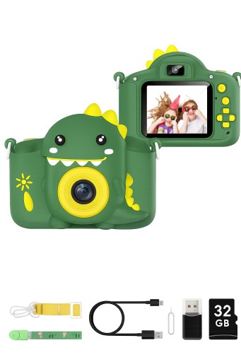 Aparat cyfrowy dinozaur dla dzieci C3 z ekranem 2.0", HD 1080p karta 32 GB