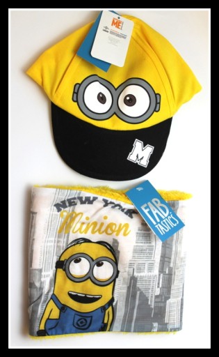 Czapka dziecięca z daszkiem Komin ocieplany Minionki