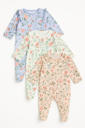 Tu_ 62-68_3 pack_ bawełniane pajacyki_ Flora