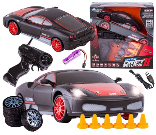 SAMOCHÓD RC DRIFT AUTO ZDALNIE STEROWANE DO DRIFTU 1:24 2,4 GHZ 4WD FERRARI