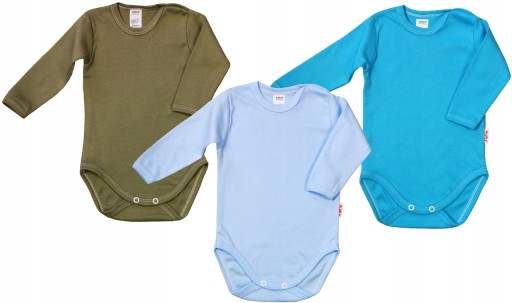 BODY długi rękaw 3PAK Khaki/Niebieskie/Turkus r 56 KLEKLE