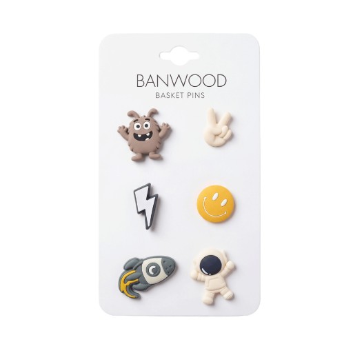 BANWOOD ozdoby na košík Pin & Ride - SPACE (6ks)