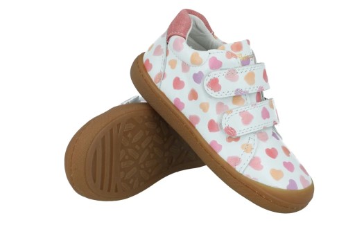 Trzewiki dla dziewczynki 1400055 barefoot skórzane Slim Fit na rzep R23