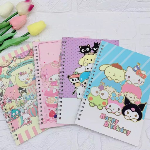 Zestaw 4 zeszytów A5 Sanrio – Hello Kitty, My Melody, Kuromi, Cinnamoroll
