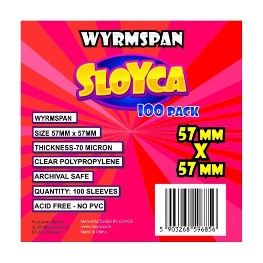 KOSZULKI NA KARTY SLOYCA WYRMSPAN 57x57mm 100 szt PROTEKTORY