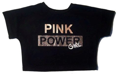 MAŁAMI T-SHIRT BLUZKA CZARNA POWER GIRL 110 - 116