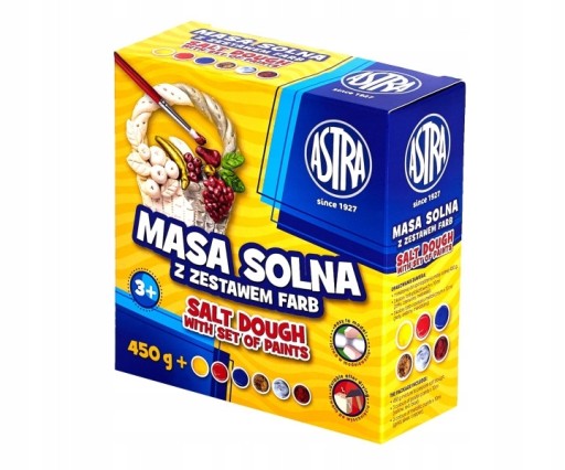 Masa solna do modelowania Astra 450g + 6 kolorów farb do malowania