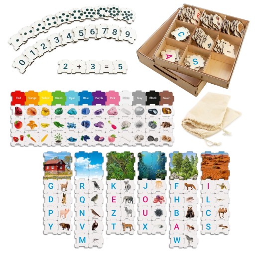 Drewniane Puzzle Ulanik Horizon ABC 223 sztuki - Edukacyjne Zabawki Montess