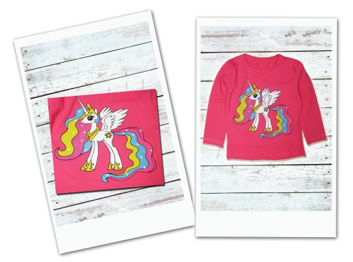 BLUZKA DZIEWCZĘCA Bluzeczka T-SHIRT Koszulka Bawełna Jednorożec 80/86