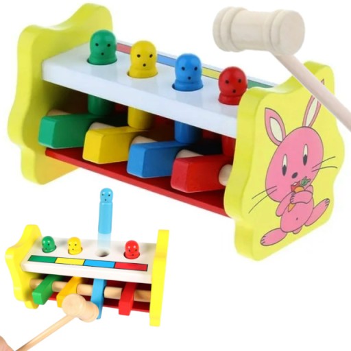 DREWNIANY WBIJAK PRZEBIJAK MONTESSORI PRZEBIJANKA ROBACZEK DLA DZIECKA