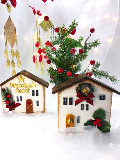 Zdjęcie oferty: Dekoracyjne domki świąteczne - Wesołych Świąt.