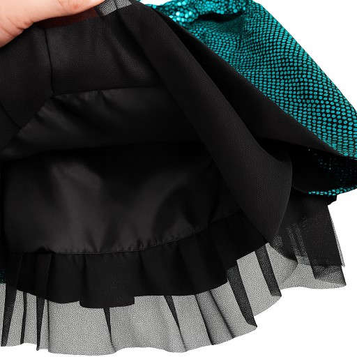Elegancka spódniczka dla dziewczynki zielona cekiny kokarda r.92