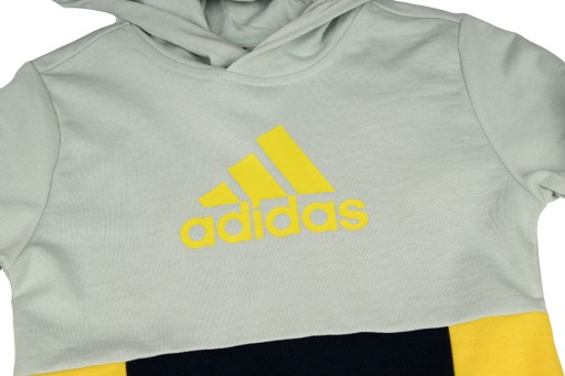 BLUZA DLA DZIECI ADIDAS COLOURBLOCK HOODIE SZARO-ŻÓŁTO-CZARN r 128cm