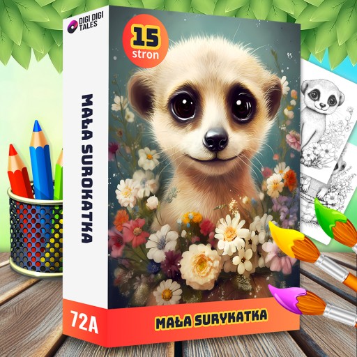 Kolorowanki z Zwierzętami dla Dzieci MAŁA SUROKATKA Malowanki Obrazki A4