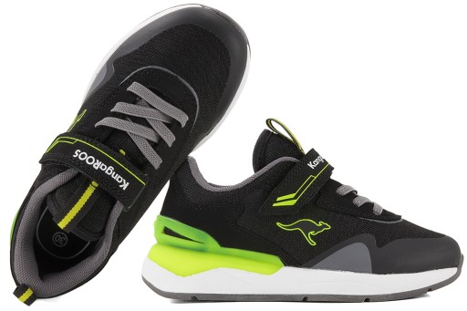 Buty dziecięce KangaROOS KD-Gym EV jet black/neon yellow 28 EU