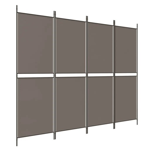 Parawan 4-panelowy, antracytowy, 200 x 180 cm, tkanina