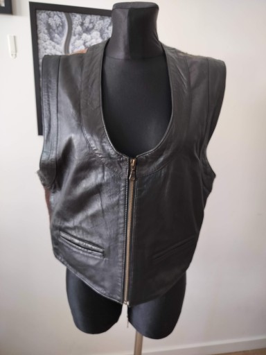 Zdjęcie oferty: Kamizelka męska L skóra Ramoneska C&A tył wełniany oddychający 50extra