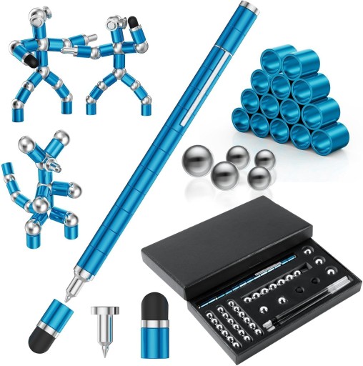 DŁUGOPIS MAGNETYCZNY KREATYWNY ANTYSTRESOWY 3D FIDGET PEN NIEBIESKI