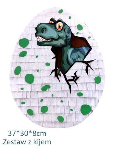 Piniata Jajo jajko dinozaura. Zestaw z kijem i konfetti.
