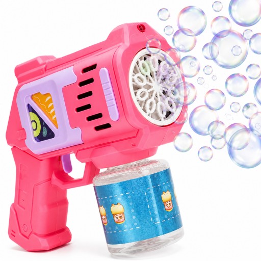 PISTOLET NA BAŃKI MASZYNA DO BANIEK NA BATERIE + 4szt BATERIE + PŁYN Różowy