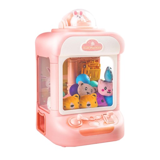 Elektroniczna gra pazur z kapsułkami z dźwiękami Grab Doll Clip Dolls w kolorze różowym