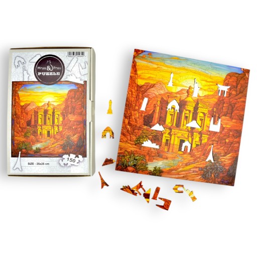 Puzzle drewniane Mruu&Pruu 150 elementów budowlane 25 x 25 cm