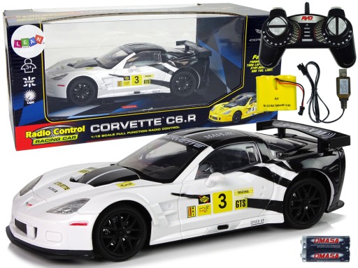 Auto Sportowe Wyścigowe R/C 118 Corvette C6.R Biały 2.4 G Światła