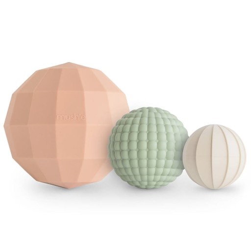 MUSHIE Silikonowe Kule sensoryczne Nesting Spheres - Blush