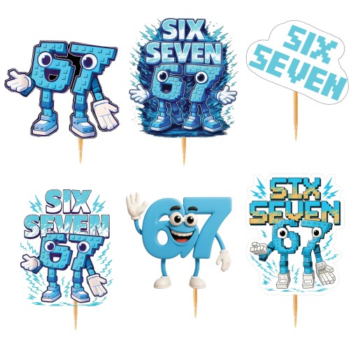 TOPPER NA TORT SIX SEVEN BRAINROT 67 sixseven ZESTAW POSTACI TOPPERY 7szt 2