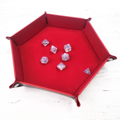 Aksamitno skórzany eko dice tray/tacka na kości/kostki 23cm czerwo - 1szt.