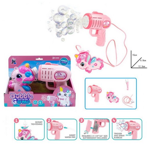 Pistolet do baniek mydlanych z zewnętrznym zbiornikiem Jednorożec 280 ml 15 cm