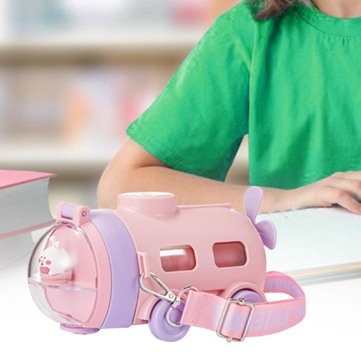 Butelka na wodę ze słomkowym czajnikiem dla dzieci wielokrotnego użytku Cartoon Pink