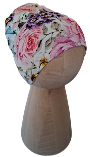 Czapka dziecięca kolorowe kwiaty r.39-43cm wiosna jesień zima