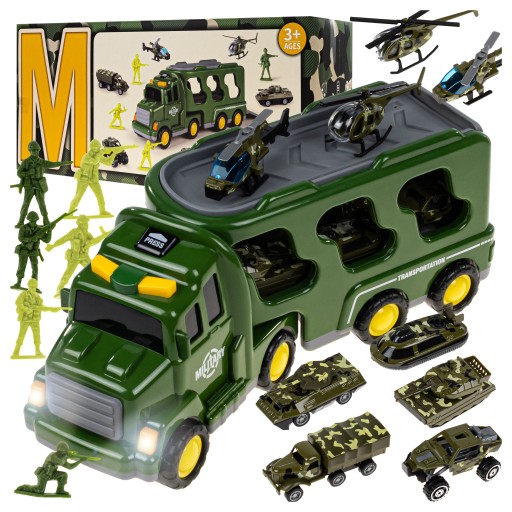 Transporter wojskowy click4TOYS zestaw militarny zielony z efektami