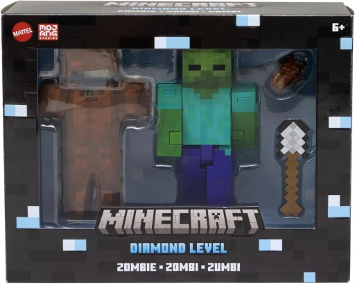 MINECRAFT DIAMOND LEVEL Poziom Diamentowy, figurka z gry ZOMBIE