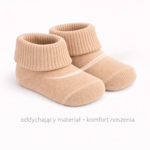SKARPETKI NIEMOWLĘCE BEZUCISKOWE MIĘKKA BAWEŁNA / WYPRAWKA - LATTE 0m+