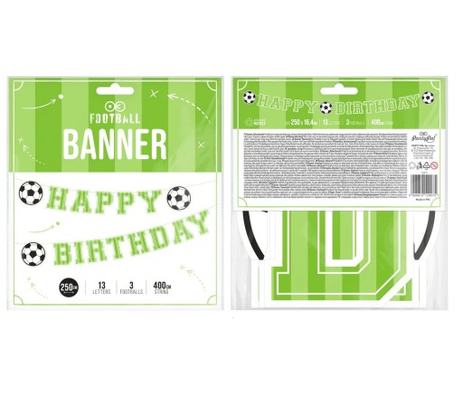 Baner Urodzinowy Girlanda Happy Birthday Piłka Nożna Football 250 cm