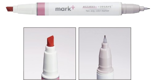Markery kolorowe, 5-pak (PM-MT201-5S) Kokuyo Mark+ dwukierunkowe PREZENT