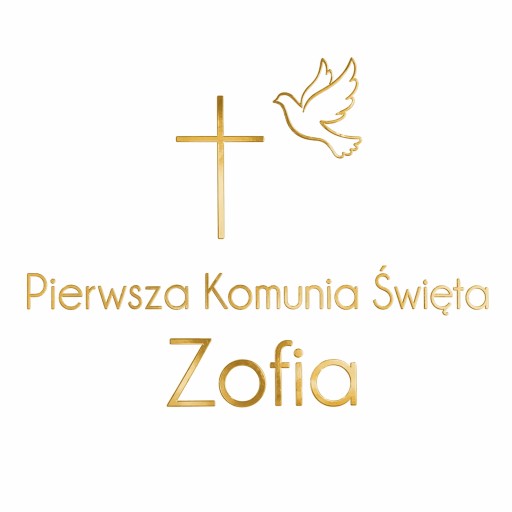 Napis na Komunię Świętą + imię – dekoracja na drzwi / tło zdjęć