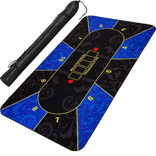 Mata do pokera Games Planet składana niebiesko-czarna 200x90 cm