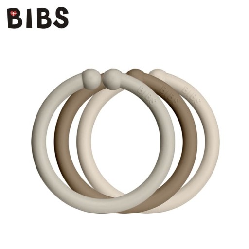 BIBS Loops kółka do zawieszania Sand / Dark Oak / Vanilla 12 szt.