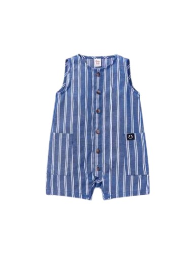 SHEIN RAMPERS CHŁOPIĘCY NIEBIESKI W PASKI PROSTY 62cm ŁAA